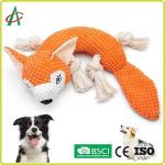 Waterproof 9.5 Inch Pet Plush Toy 4 Rope Knots With Squeaky