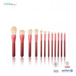 OEM 12PCS Aluminum Ferrule Full Makeup Brush Set With Red Handle for sale