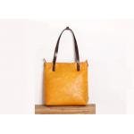 Women's Yellow Vegetable Tanned Genuine Leather Tote Bag for sale