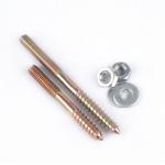 High Durability Brass Plated Wood Screws M6 Double Head Thread Dowel Screw
