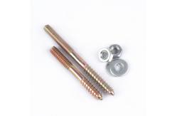China High Durability Brass Plated Wood Screws M6 Double Head Thread Dowel Screw supplier