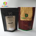Custom Gram Stand Up Roasted Coffee Pack Mylar Pouch Matte Finished With Aluminum Foil Food Grade Coffee Bean Powder Bag for sale