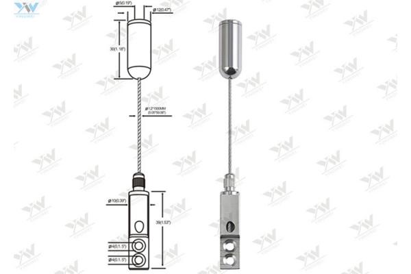 Ceiling Mounted Art Cable Hanging System / Wire Suspension Kit For Gallery Display