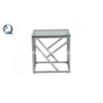 Square 55x55x55cm Stainless Steel Side Tables Clear Glass Home Furniture for sale