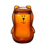 300ml Bear Shaped Insulated Double Wall Pyrex Glass Cup for sale