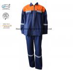 Cotton Canvas Two Tone Blue Orange Fr Suit With Reflector Welders Working for sale