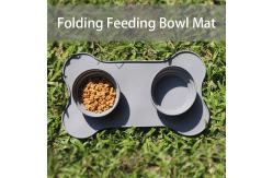 China Portable Silicone Collapsible Double Dog Bowl Tray For Feeding supplier