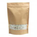Custom Printed Stand Up Kraft Paper Bag , Snack Bag Packaging With Window
