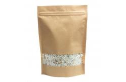 China Custom Printed Stand Up Kraft Paper Bag , Snack Bag Packaging With Window supplier