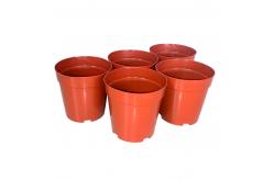 China Red Hard PE Coated Round 1 Gallon Nursery Pots With Plastic Tray supplier