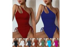 China V Neck Ladies One Piece Swimsuit Flash Tight Conservative Triangle Beach Swimming Costume supplier