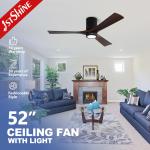 Flush Mount Smart APP Control Solid Wood Ceiling Fan With Light And Remote For Home for sale