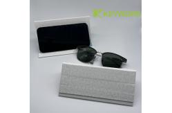 China Multifunctional Tri Fold PU Leather Metal Reading Optical Glasses Case Resit Compression supplier