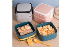 China Double Layer Plastic Multi Compartment Lunch Box Bento With Spoon 1000ml 1400ml supplier