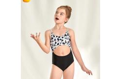 China Stitching One Piece Girl Swim Suits Comfortable Backless supplier