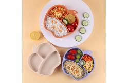 China Apple Shape Silicone Baby Tray Custom Suction Feeding Plate Set supplier