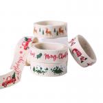 16mm*100y Merry Christmas Printed Cotton Ribbon Customized Cotton Ribbon for sale