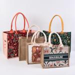 China Personalized Natural Canvas Printed Jute Bags Burlap Tote Bag manufacturer
