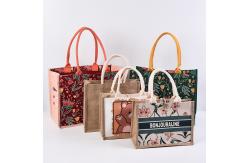 China Personalized Natural Canvas Printed Jute Bags Burlap Tote Bag supplier