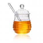 Borosilicate Glass Honey Jar With Dripper Heat Resistant Eco Friendly for sale
