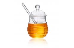 China Borosilicate Glass Honey Jar With Dripper Heat Resistant Eco Friendly supplier