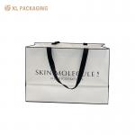 XL Packaging Custom Printed Paper Bags Cardboard Luxury White art Paper Gift Bag With Ribbon Handle For Shopping Bag With Your Own Logo for sale