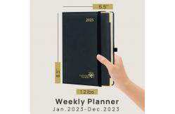 China Medium College Student Weekly Schedule Planner 2023 Pu Cover Monthly Tabs supplier