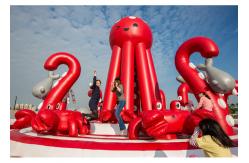 China 0.55mm PVC Tarpaulin Pink Inflatable Combos Octopus Playground CE EN71 EN14960 supplier