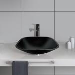 Acid Matt Square Bowl Bathroom Sink Table Top Black Tempered Glass Anti Rust Countertop for sale