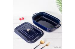 China Glaze Blue Rectangle Ceramic Bakeware Sets 165oz Large Capacity OEM supplier