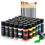 Customized 36 Colors Acrylic Paint Set With 12 Art Brushes For Painting for sale