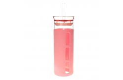 China 18.5oz Shatterproof Glass Travel Bottle , Borosilicate Water Bottle With Straw supplier