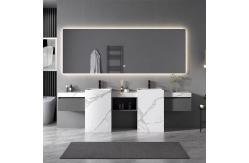 China Modern Sintered Stone Slate Freestanding Pedestal Wash Basin Cabinet Set Bathroom Vanities supplier