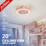 Children'S Theme Flush Mount LED Ceiling Fan , Pink Ceiling Fan With DC Motor for sale