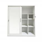 Customized Printed Patterned Sliding Door Steel Wardrobe Almirah With Mirror for sale