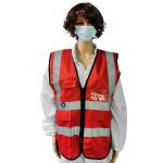Unisex Red High Visibility Reflective Safety Vests With ID Pocket for sale