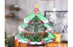 China Width 27cm Rotating Metal Wind Spinner 3D Christmas Tree Wind Chimes supplier