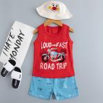 Vest Cartoon Printed Nightwear Motorcycle Red Childrens Pyjamas For 140cm Height for sale