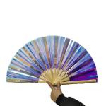 Plastic Iridescent Folding Fan 13 Inch 33cm Length Large Decorative Hand Fans for sale