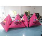 Pink Triangular Inflatable Marker Buoys For Swim Event , Yellow Inflatable Water Park Buoys for sale