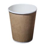 Printed PLA Coated Biodegradable Liquid Drink Container Ripple Paper Cup for sale