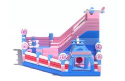 China Kids Inflatable Small Bouncy Castle Pink Blue With Slides supplier