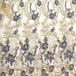 Multicolor 3D Applique Fabric Beaded Embroidery Lace For Evening Dress for sale