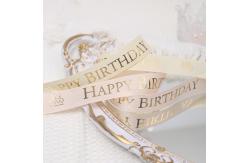China Custom Printed Grosgrain Gift Wrap Ribbon Happy Birthday Pattern 50Y Length supplier