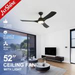 110-240v/50-60Hz ABS Black Blades Ceiling Fan with Remote Control and Dimmable Lighting for sale