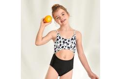 China Stitching One Piece Girl Swim Suits Comfortable Backless supplier