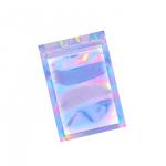 LDPE Silver Foil Pouches PE Clear Holographic Zipper Pouch QS Food Grade for sale