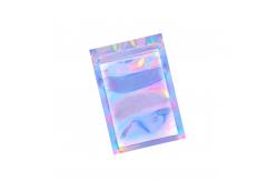 China LDPE Silver Foil Pouches PE Clear Holographic Zipper Pouch QS Food Grade supplier