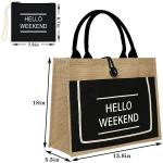 Printed Shopping Jute Tote Bags Organic Burlap Beach Bag for sale