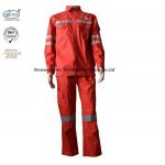 Red Cotton Fire Retardant Suit / Reflective Flame Resistant Rain Suit for sale